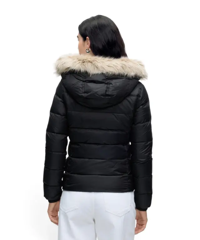Tommy Hilfiger - Γυναικείο Μπουφάν Πουπουλένιο Basic Hooded Down Slim Fit DW0DW18312-BDS Μαύρο 3