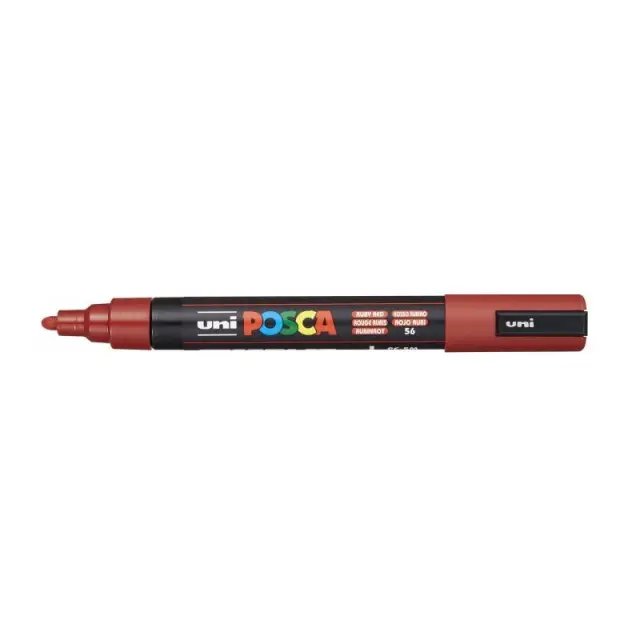Μαρκαδόρος Σχεδίου Uni Posca PC-5M Medium με πάχος μύτης 1.8-2.5mm - Ruby RedPC-5M(E) - POYMΠINI