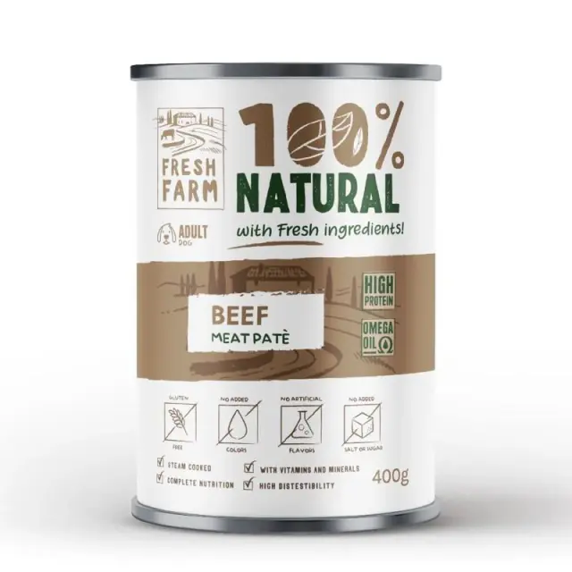 Fresh Farm 100% Natural Dog Adult Πατέ Μοσχάρι 400gr Μονόχρωμο