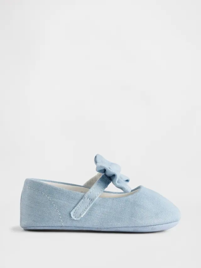 Βρεφικά Τζιν Σανδάλια Τύπου Mary Jane με Φιόγκο Medium wash
