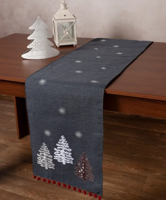 Χριστουγεννιάτικη τραβέρσα NW349 (35cm x 175cm) ανθρακί - -