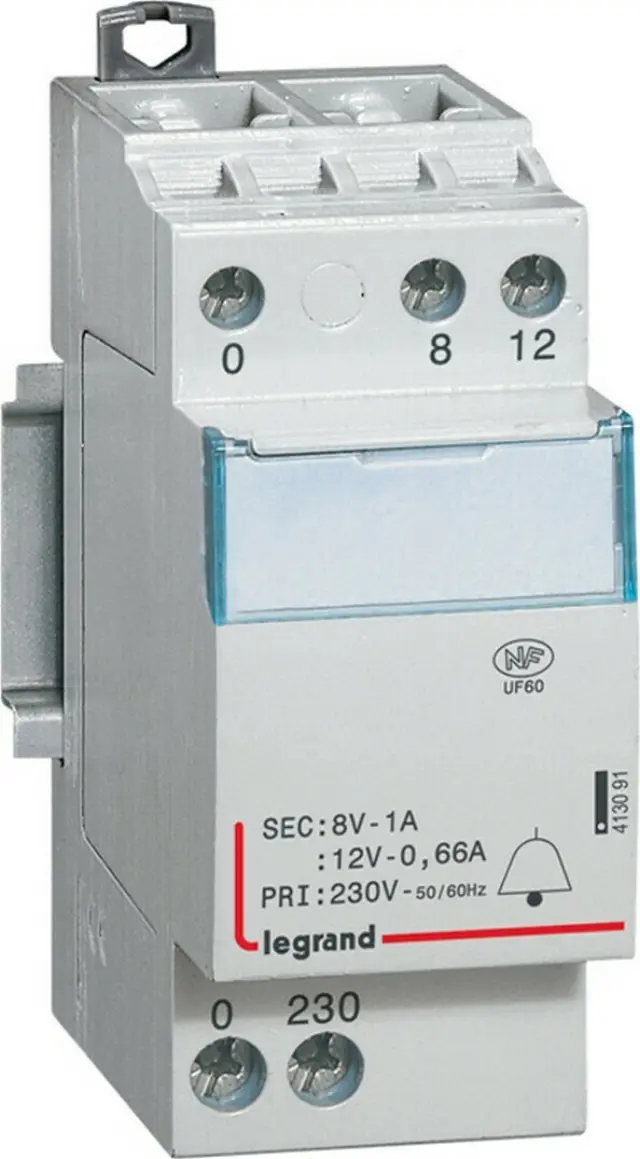 Bell transformer - 230 V/12V - 8 V - 8 VA - 2 mod