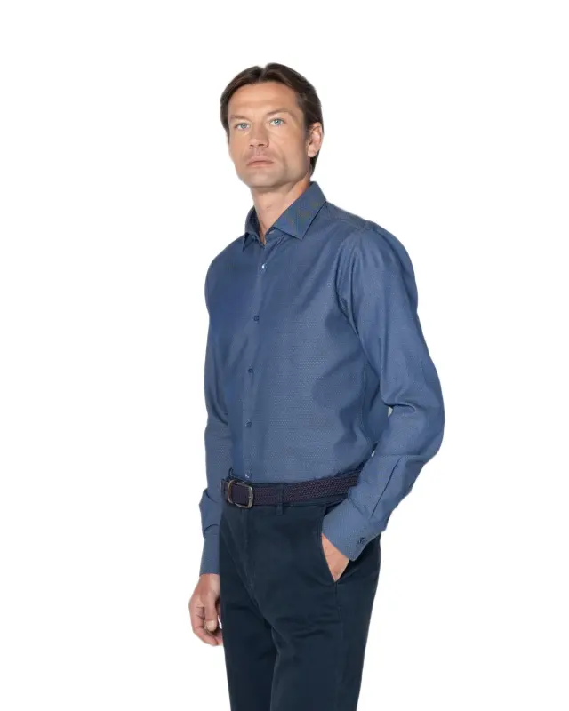 The Bostonians Dobby ανδρικό μακρυμάνικο πουκάμισο slim fit 3ACP2511-4 2