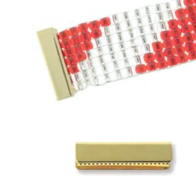 Ακροδέκτης Χωρίς Τρύπα για Κορδέλες 19x5.5mm - Gold Plated - 6τεμ