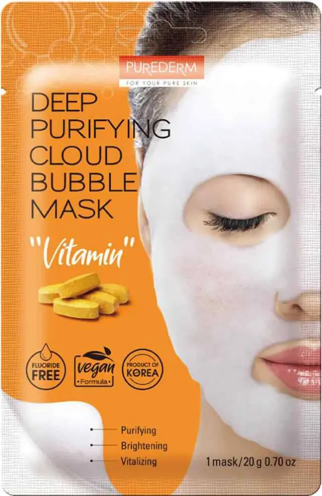 Purederm Deep Purifying Cloud Bubble Mask Vitamin Μάσκα Καθαρισμού Με Φυσαλίδες & Βιταμίνες 20g