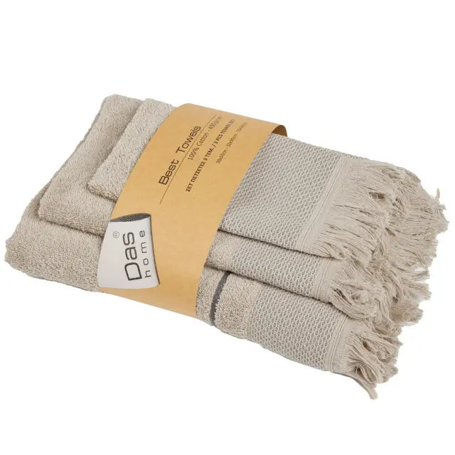 Πετσέτες Σετ 3Τεμ 30x50-50x90-70x140 450gsm Best Das Home 0842 Taupe 100% βαμβακερό 2