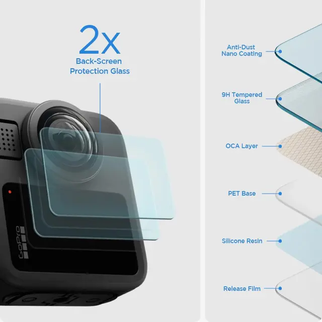 Spigen - (2 pack) Glas.tR Slim, Back Screen (AGL11230) - GoPro MAX 2 - Clear 3