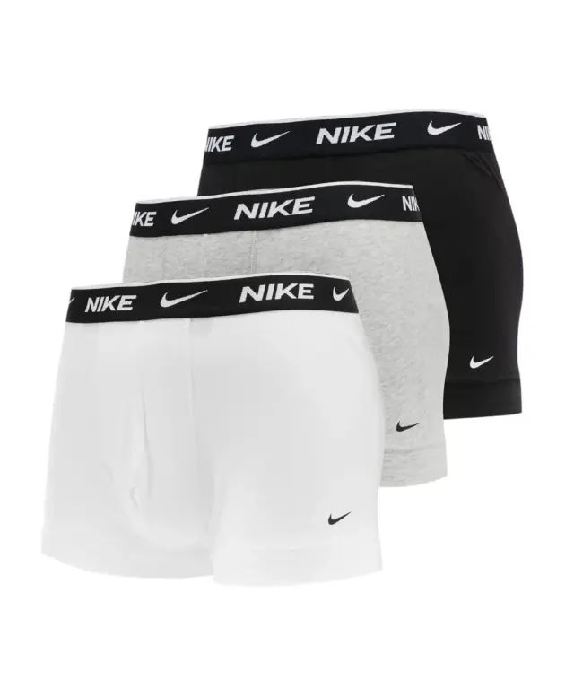 Nike - Ανδρικά Μποξεράκια Everyday Trunk Boxer 3-Pack 0000KE1008-MP1 Λευκό/Μαύρο/Γκρι - S