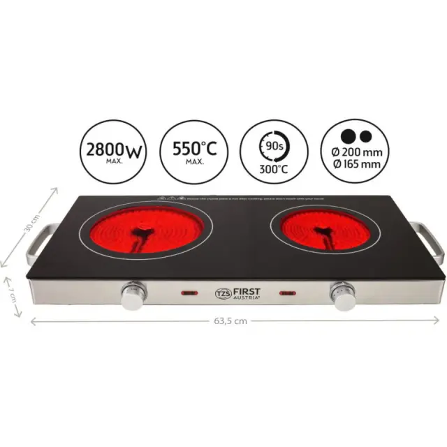Εστία Διπλή Υπέρυθρη Κεραμική 2800W FIRST AUSTRIA FA-5096-7 2