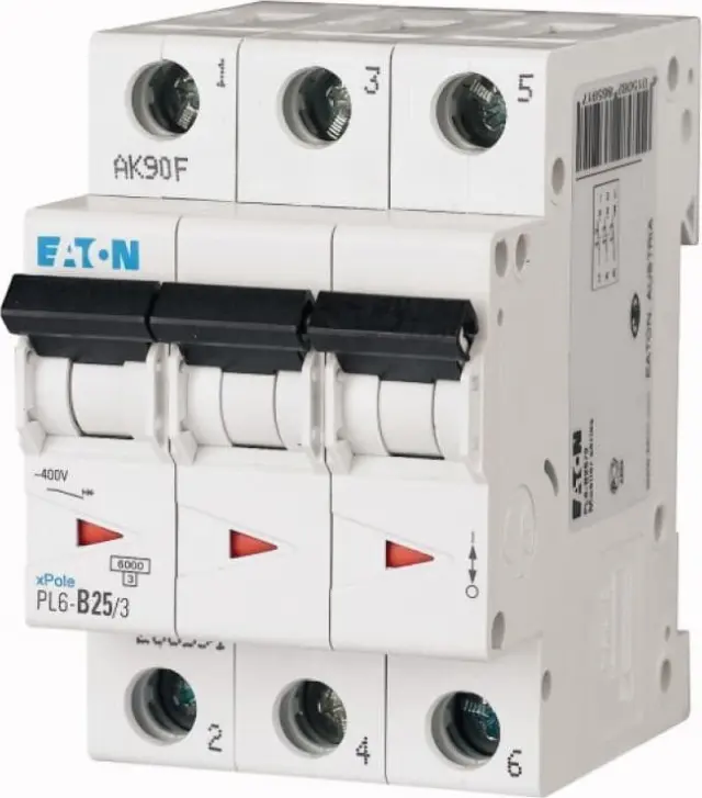 PL6-C25/3 Miniature circuit breaker (MCB), 25 A, 3p, characteristic: C