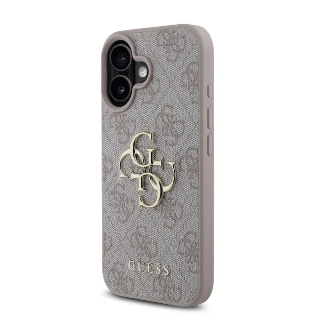 Guess PU 4G Metal Logo Case for iPhone 16 Pink 3