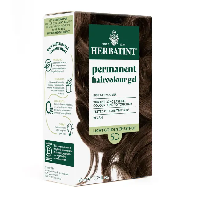 Herbatint Permanent Gel Βαφή Μαλλιών Χωρίς Αμμωνία 5D Καστανό Ανοικτό Χρυσαφί 170ml
