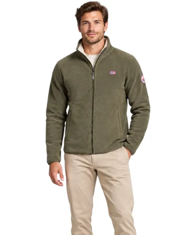Norway Nautical School - Ανδρική Ζακέτα Φούτερ Fleece 869520-ARMY Χακί