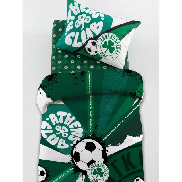 Σετ Σεντόνια Μονά 3τμχ (110x200+30) Με Λάστιχο Panathinaikos FC12 βαμβακερά Palamaiki