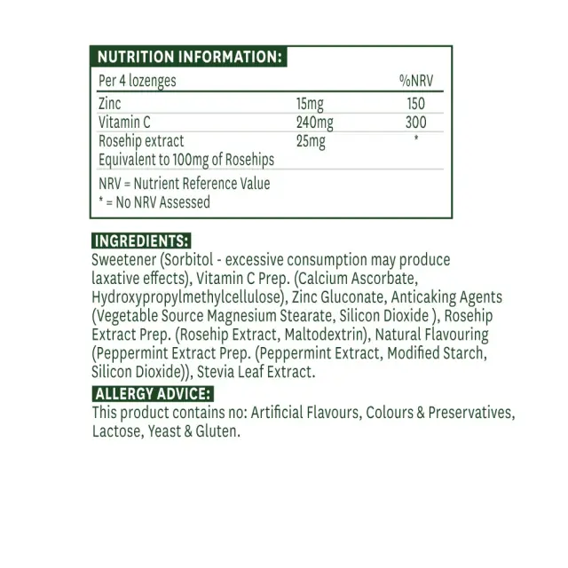 Natures Aid Zinc + C Lozenge - Peppermint Flavour 2