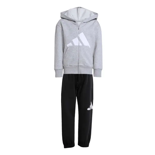 adidas Sportswear Kids Big Logo Fleece Full-Zip Hoodie Tracksuit Set Μαύρο - Γκρι JM0880 (adidas Sportswear) 3