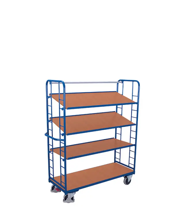 Variofit sw-540.202 Τρόλεϊ Μεταφοράς 4 Επιπέδων με Επικλινή Ράφια για Φορτίο Βάρους ως 250kg