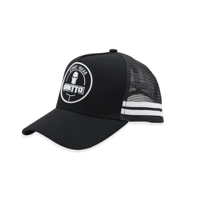 Ghetto Street Wear Logo 3D Embroidery | Black Trucker Cap