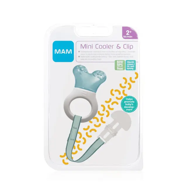 MAM Mini Cooler & Clip Μασητικός Κρίκος Οδοντοφυΐας με Gel από Σιλικόνη για 2m+ Μπλε 2