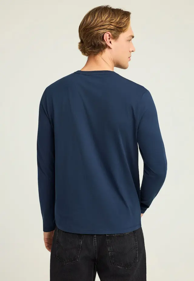 Funky Buddha Long Sleeve Blouse Navy FBM012-001-07 2