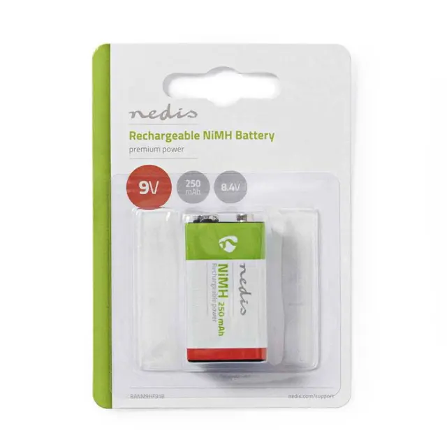 Επαναφορτιζόμενη μπαταρία 9V NiMH 250mAH, σε blister 1 μπαταρίας.