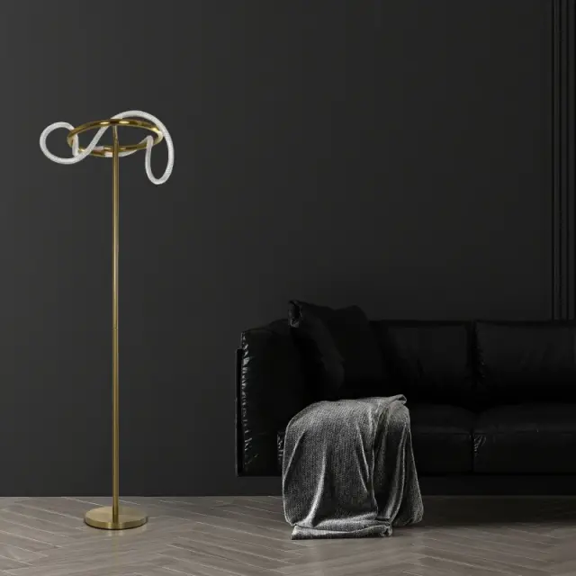 LED Επιδαπέδιο Φωτιστικό GLOW 30Watt CCT σε Χρυσό Πλατίνα και Λευκό Νήμα KLV-101-0174 2