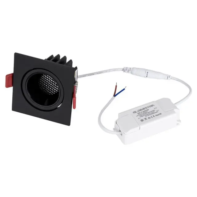 Μαύρο Τετράγωνο Χωνευτό LED Spot 2700K 10W GLOBOSTAR LEO-SQ 60293 1250lm 3