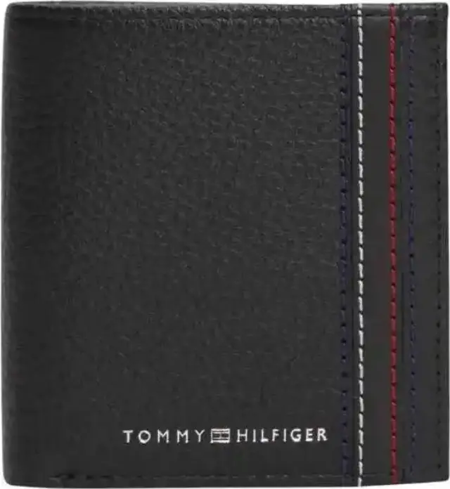 Tommy Hilfiger Ανδρικό Μικρό Δερμάτινο Πορτοφόλι TH Central Trifold Μαύρο