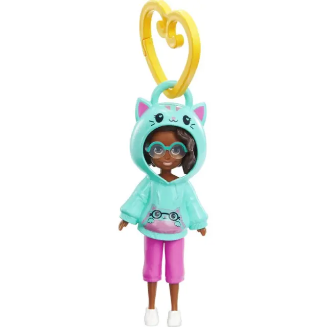 Mattel Polly Pocket: Hoodie Buddy - Cat Dark Skin Doll (HKV99) 2