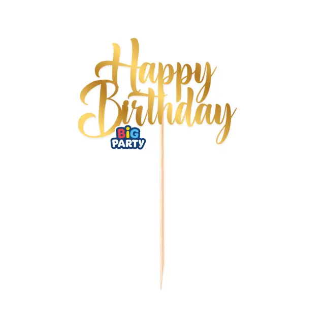Μίνι Διακόσμηση Τούρτας Γενέθλια Χρυσό - Happy Birthday
