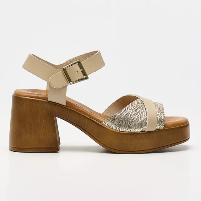 Comodissima Πέδιλα Γυναικείο δέρμα Χρυσό COM/338003 BEIGE/PLATINO