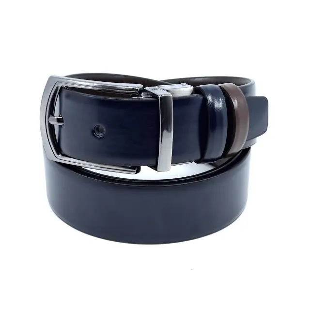 Μπλε Καφέ Ζώνη Διπλής Όψης P.U. Leather 3,5 cm 2