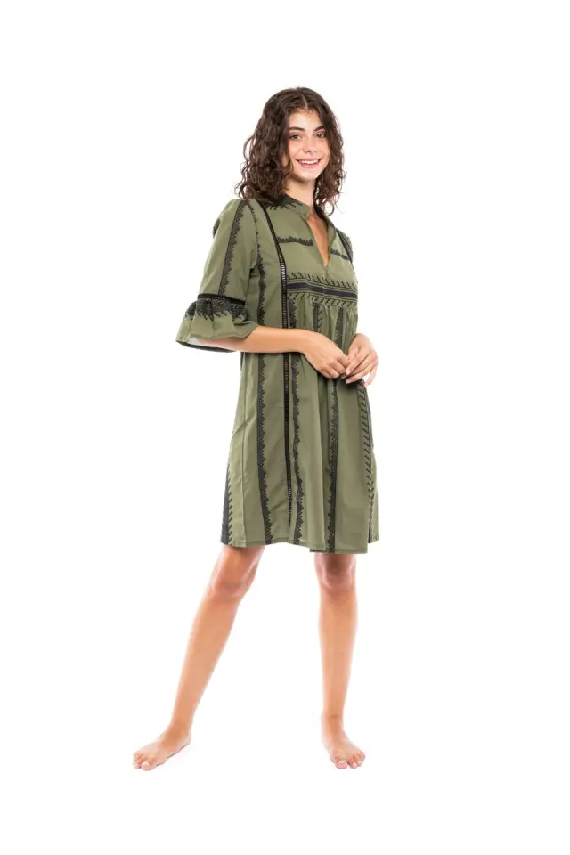 B240 - Black - BEACHWEAR GREEN & BLACK EMBROIDERY 3