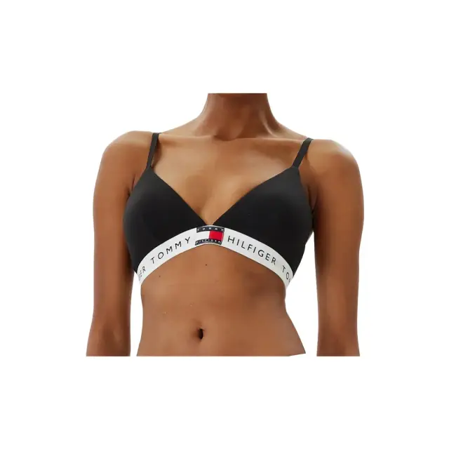 Tommy Hilfiger Γυναικείο Σουτιέν Τρίγωνο Logo Flag, Χρώμα Μαύρο