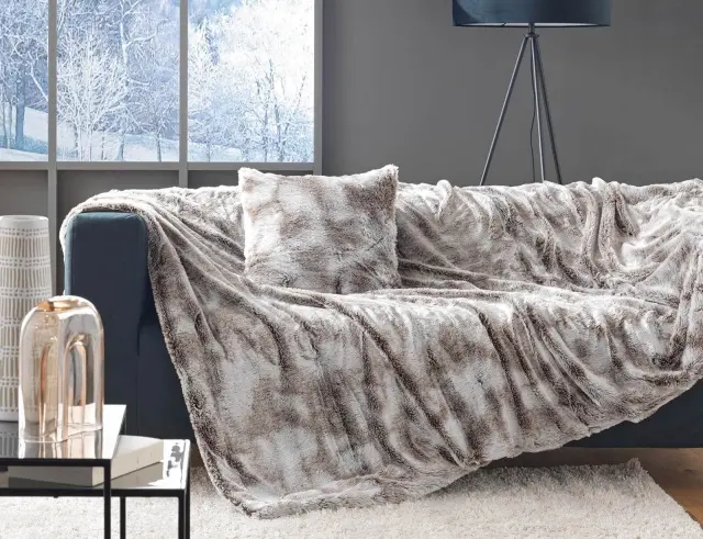 Κουβέρτα Antartic Douceur d'intérieur με εσωτερική επένδυση fleece και διαστάσεις 180x220cm - Choco 1606543