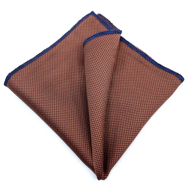 Κεραμιδί Oxford Γραβάτα Slim 4,5 cm Σετ με Μαντηλάκι 3