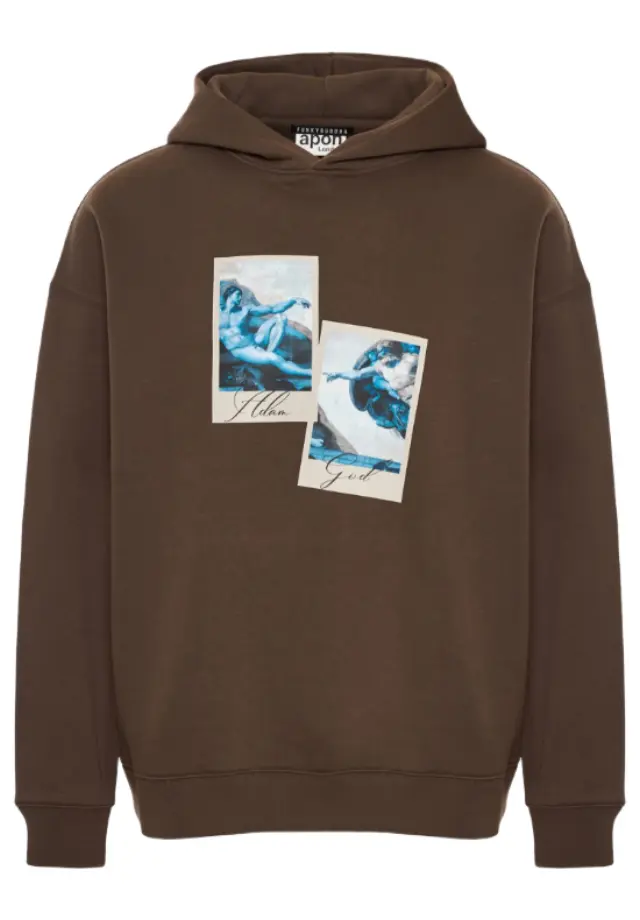 Funky Buddha ανδρική φούτερ relaxed fit με κουκούλα The Creation of Adam FBU014-603-06-1