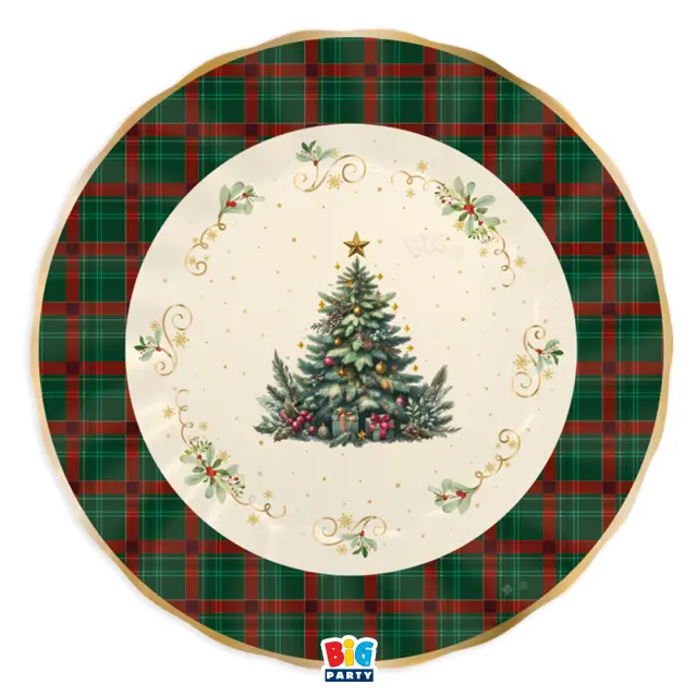 Πιατέλα Χάρτινη 30εκ Christmas Tartan / 6 τεμ.