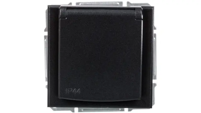Asfora - Socket 2P+PE 250V 16A, shutters, IP44, anthracite (EPH2800671)