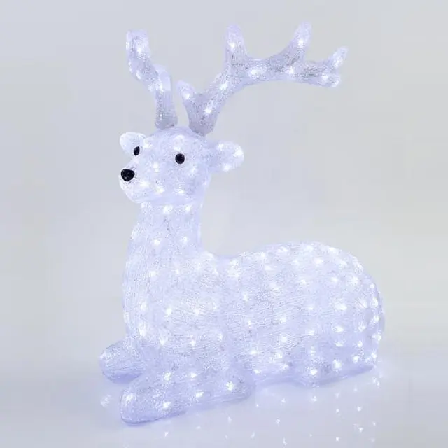 Τάρανδος Καθιστός 200 LED Με Μετασχηματιστή Λευκό Φως Ακρυλικό 74x36x73cm IP44