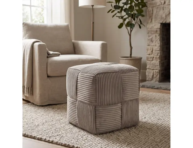 Σκαμπό Πουφ Scott Home Deco Factory με διαστάσεις 36x36x38cm - Taupe HD0540