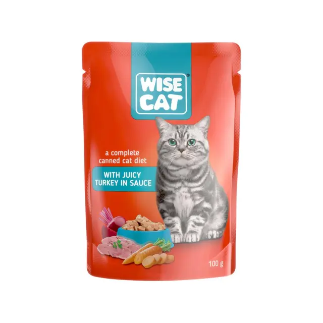 Wise Cat Adult Γαλοπούλα σε Σάλτσα 100gr Μονόχρωμο