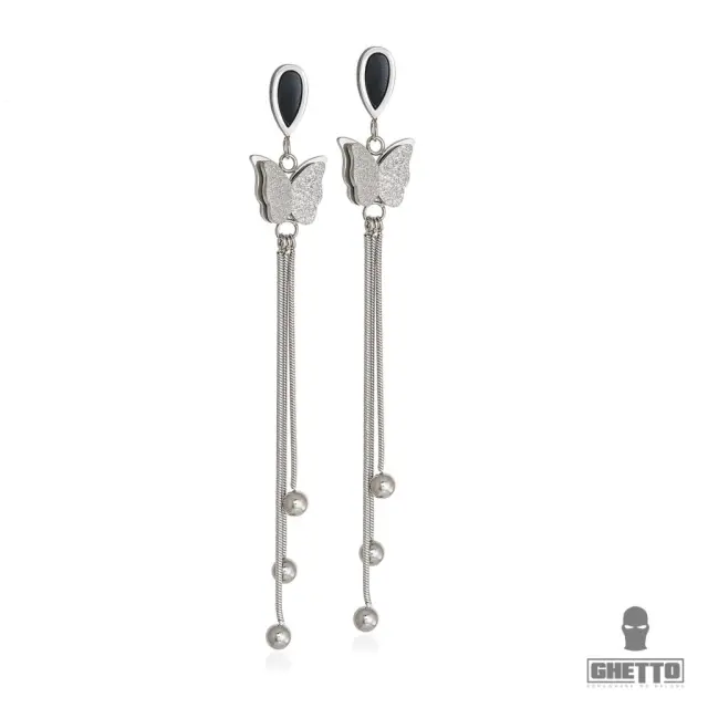Ghetto Long Butterfly Earrings Stainless Steel For Women