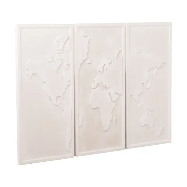 ΠΙΝΑΚΑΣ 3-ΠΤΥΧΟΣ WORLD MAP FB94504 MDF ΣΕ ΥΠΟΛΕΥΚΟ ΧΡΩΜΑ 180x4(πάχος)x120Υεκ. 3