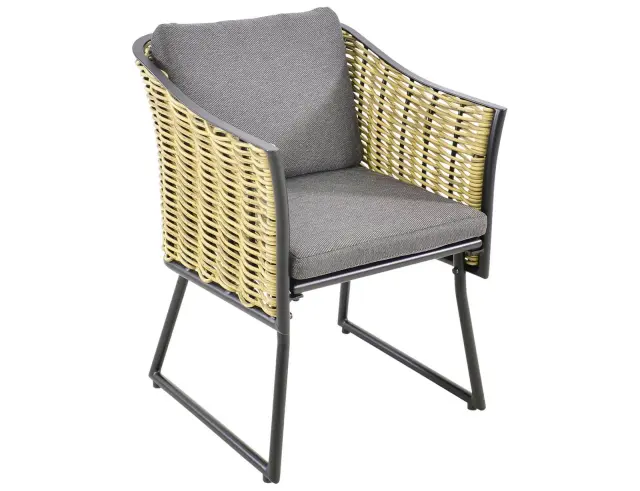 Καρέκλα κήπου Solamente Lesli Living από Αλουμίνιο/Wicker με αδιάβροχα μαξιλάρια και διαστάσεις 56x60x77cm 41657