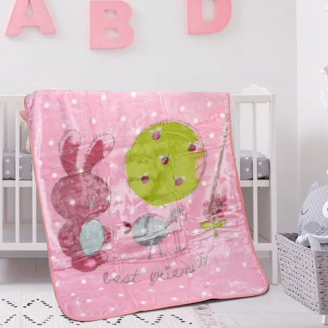 Κουβέρτα Κούνιας 110x140 Beauty Home Art 5256 Ροζ 100% Πολυέστερ