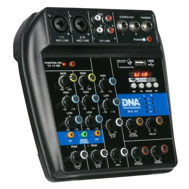 DNA MIX 4U audio mixer USB MP3 Bluetooth analog 4 channels 3