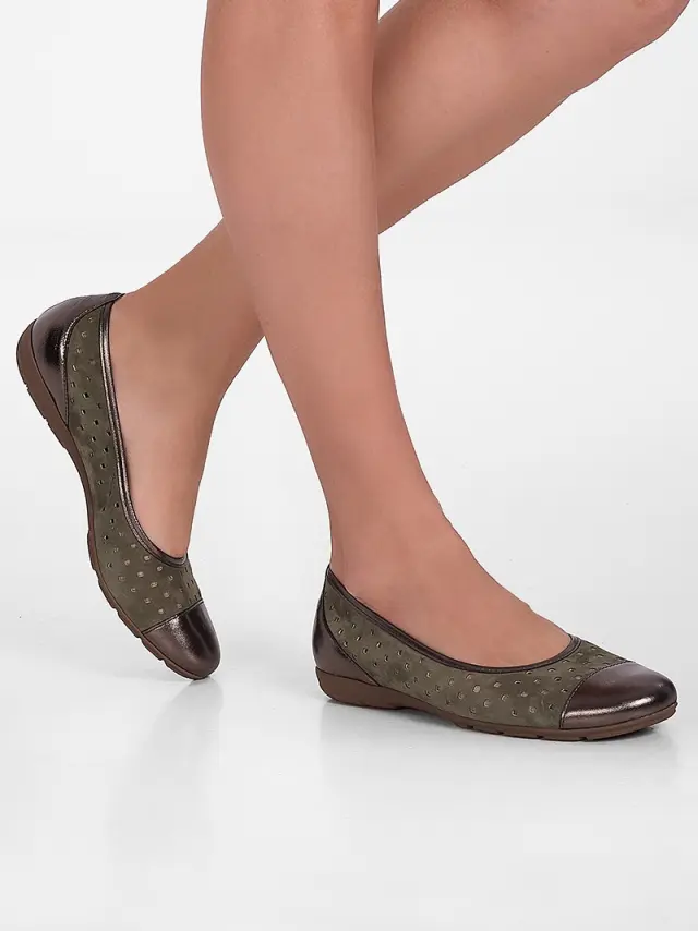 Gabor Μπαλαρίνες Γυναικείο δέρμα Nubuck Πράσινο GAB/64169 11-OLIVE 2