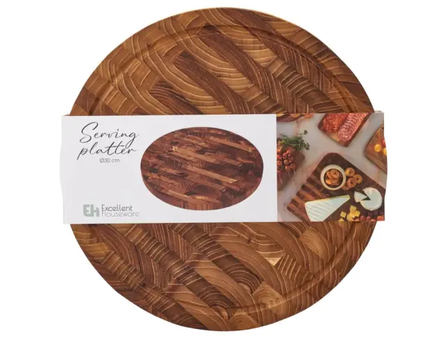 Ξύλινη επιφάνεια κοπής και σερβιρίσματος Excellent Houseware από Ξύλο Teak με διαστάσεις 28x28x2cm 210001330 2