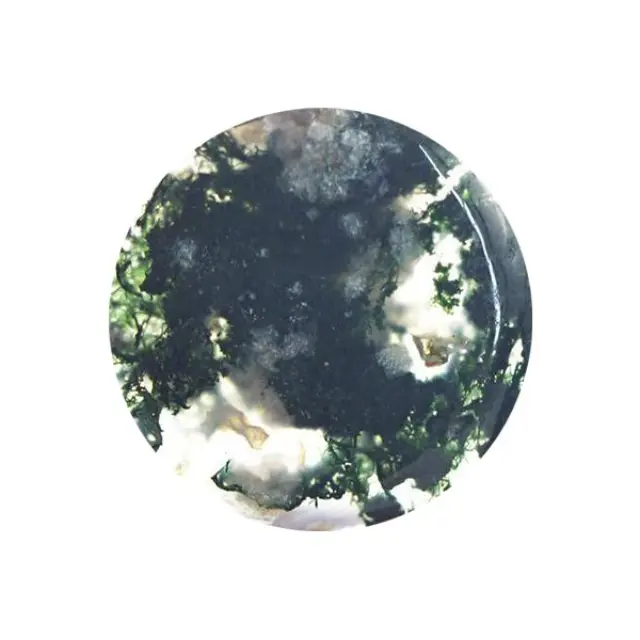 Καμπουσόν Αχάτης Moss Sea Green Στρογγυλό - Ø8mm - 4τεμ